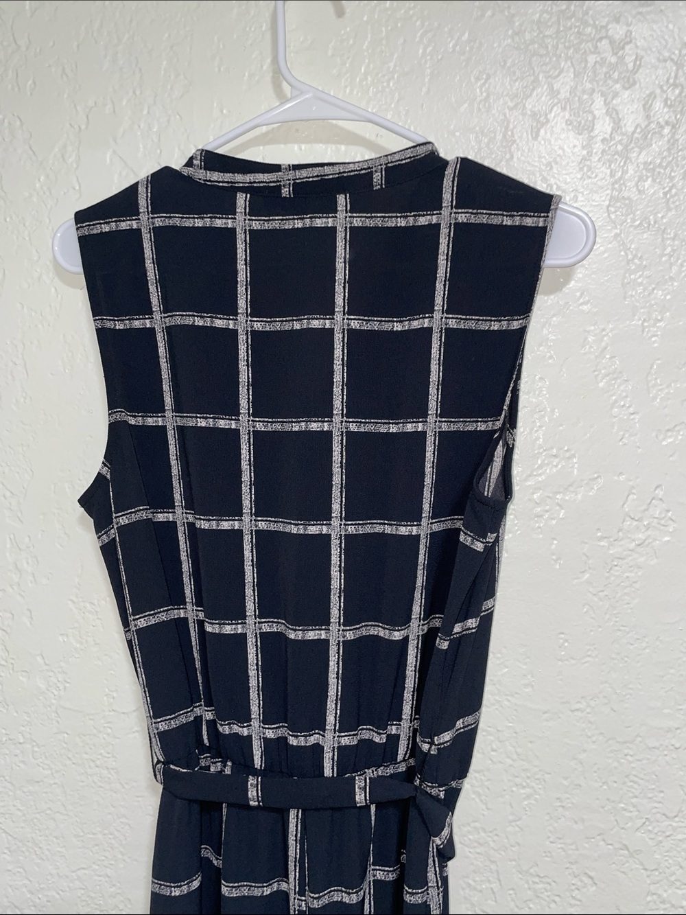 Apt. 9 Navy and White Windowpane Sleeveless Jumpsuit - Picture 5 of 9
